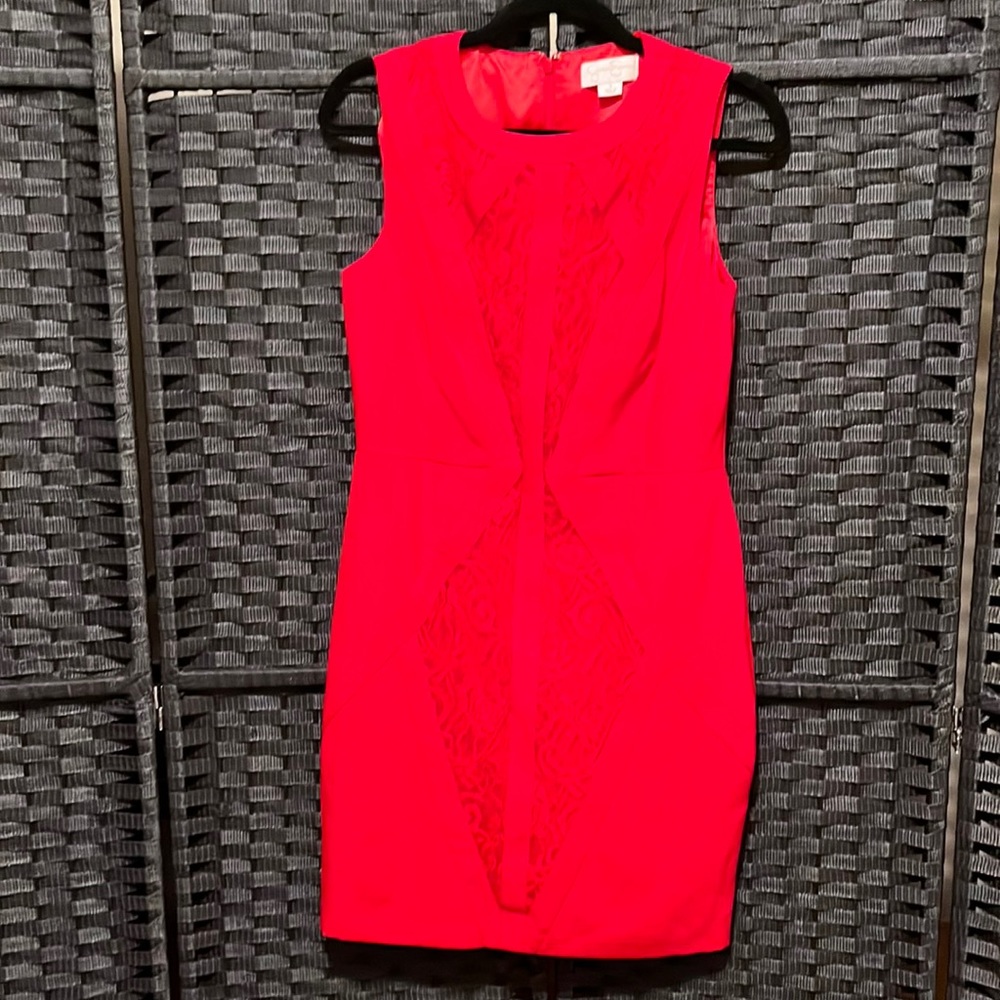 Jessica Simpson red dress with lace details